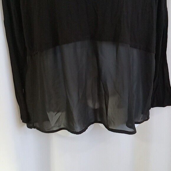 Bozzolo size 2X black shirt bottom half sheer with button embelishment * - Picture 3 of 9